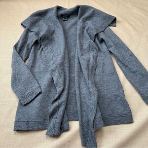 Scoop NYC 100% Wool Gray Waterfall Oversized Collar Cardigan